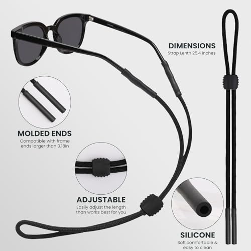 3 Pcs Glasses Strap-Adjustable Eyeglass Holders for Men, Women, and Kids - Neck Eyewear Retainer, Sports Sunglasses Strap, Lanyard