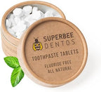 SuperBee Dentos Toothpaste Tablets & Biodegradable Bamboo Toothbrushes, 150 Tabs, Fluoride Free & Eco Friendly, Travel Mouthwash Tablets, Sensitive Bites Kids Adults