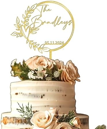 Custom Wedding Cake Topper – Rustic Mr & Mrs Topper with Last Name | Script Style