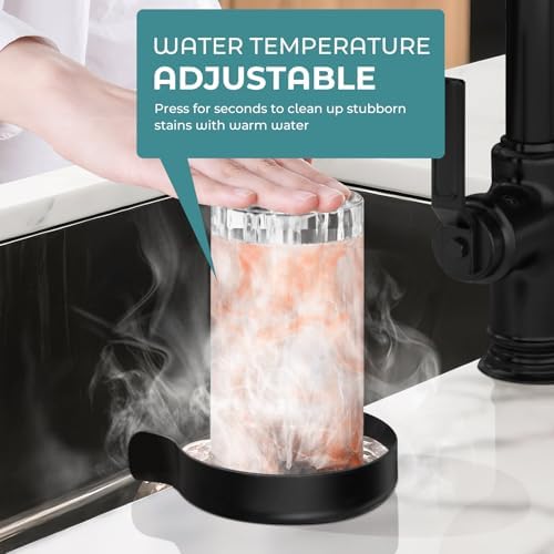 Hot & Cold Water Glass Rinser for Kitchen Sink, Stainless Steel High Pressure Cup Washer Kitchen Sink Attachment, Cup Cleaner Bottle Washer for Bar Cafe Sink, Black