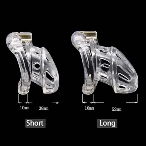 Male Protective Cage Fitness Accessories, Open Ring Design with 4 Size Rings and Invisible Lock -A49CCUS (Transparent, Long：A)