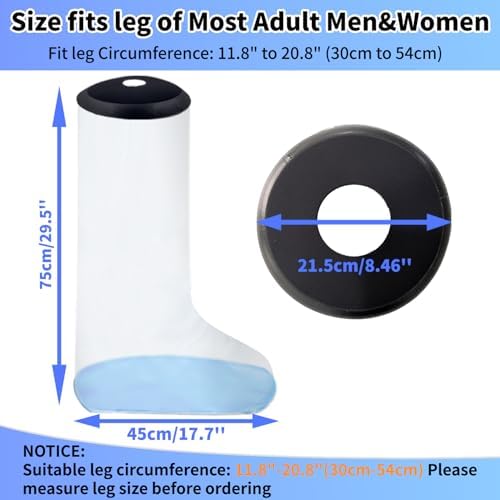 KEEFITT Adult Leg Cast Protector for Shower, KT5103 Waterproof Cast Cover for Shower Lower Leg with Non-Slip Padding Bottom, Watertight Protection to Broken Leg, Foot Ankle, Wound and Burns