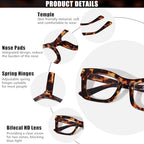 Bifocal Reading Glasses for Women Oversized Square Frame Clear Top Bifocal Readers for Women Blue Light Blocking Computer Readers with Spring Hinges (Brown Tortoise, 2.5)