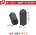 AlveyTech Black Rubber Tips for 5/8" Flat Slot Levers on Invacare Style Wheelchair Wheel Locks (Set of 2) - Replacement Handle Lever Tip for Brake Lock Mechanism