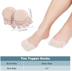 SATINIOR 6 Pairs Toe Topper Socks Women No Show Liner Finger Half Non Slip Invisible Separated Socks Suitable for Thin Feet