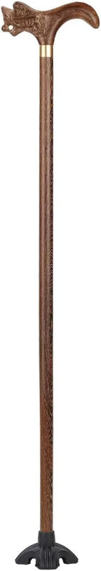 Wooden Walking Stick with 4 Feet Base Walking Cane for Elderly and Adults Lightweight Balancing Mobility Aid (Color : Brown, Size : 85cm)