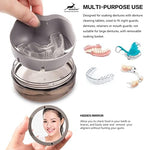 Denture Case, Definitely No-Leak Portable Retainer Case Denture Bath Box for Traveling Perfectly, Denture Cups for Soaking Dentures & Mirror(Black)