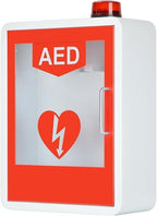 AED Defibrillator Storage Cabinet, Wall-Mounted Cardiac Defibrillation Alarm Box with Light and Alarm System, Double Switch Control, First Aid Case, Fits Most AED Models, for Home Office