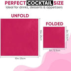 Perfect Stix Pink Beverage Napkins, 2-Ply, Disposable Cocktail Napkins for Party, Dinner, Wedding, Birthday, 50 Count