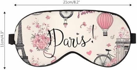 Paris Symbols Sleep Mask Romantic Travel in Paris Men Women Sleep Mask with Adjustable Strap Eye Cover Eye Shade for Travel, Nap,Meditation