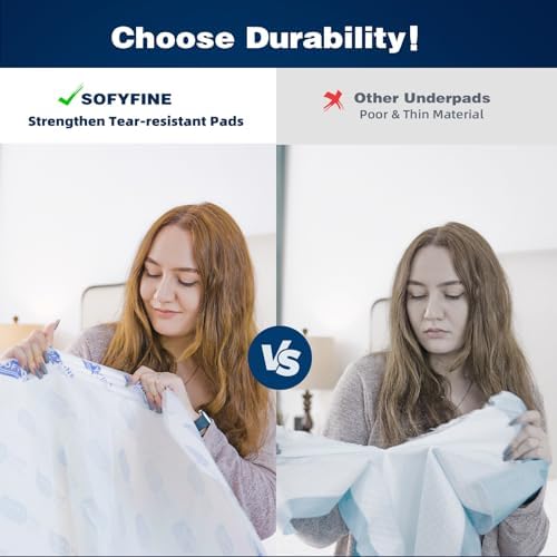 SOFYFINE Biggest Chucks Disposable 57"x36" Tear Resistant 215 Gram Heavy Duty Adults Incontinence Bed Pads, 5XL Extra Large Thicken Puppy Pee Pad, 10X Absorbency 360 Lb Transfer[10 Pads]