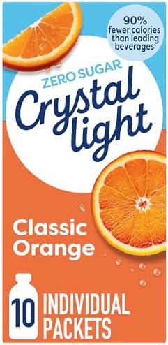 Crystal Light Classic Orange Naturally Flavored Powdered Drink Mix, 120 ct Pack, 12 Boxes of 10 On-the-Go-Packets