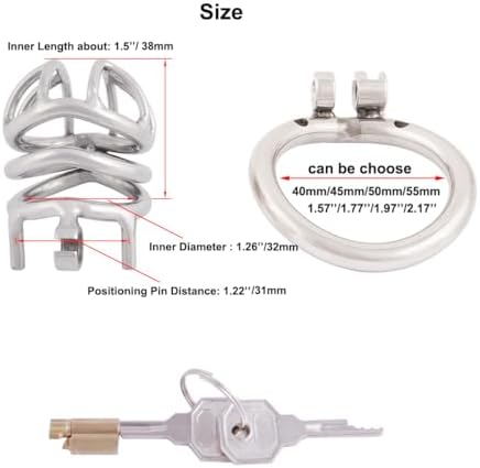 TERNENCE Stainless Steel Small Male Chastity Device Ergonomic Design Stealth Lock for Adults Solitary Extreme Confinement Cage S045 (1.77 inch / 45mm)