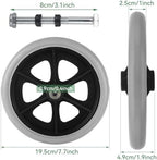 2Pcs Walker Wheels Replacement, 8 Inch Wheelchair Front Wheels with 2 Axles, Rubber Rollator Wheel Replacement Smooth Replacement Wheels for Walker Wheelchair Wheel Accessories, Gray