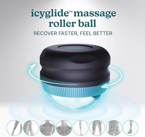 Homedics IcyGlide Massage Roller Ball, Cryo Ball Cold Therapy for Rapid Pain Relief, 360-Degree EasyGlide Technology, Great for Post-Workout Muscle Recovery, Full Body Treatment, Compact & Portable