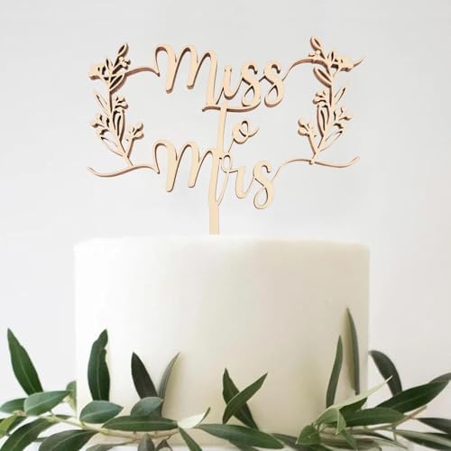 Miss to Mrs Cake Topper,Wooden Bride and Groom Cake Topper Wedding Anniversary Bridal Shower, Engagement Party Decorations, Wedding Decoration, Perfect Keepsake