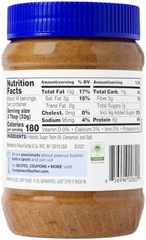 Peanut Butter & Co. Cinnamon Swirl Peanut Butter, 6g Protein, Non-GMO Project Verified, Gluten Free, Vegan, 16 Ounce (Pack of 6)