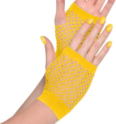 Stylish Yellow Short Fishnet Gloves (2 Pcs) - One Size Fits Most - Trendy, Comfortable, & Versatile Accessory