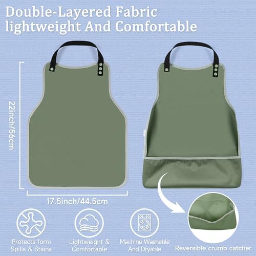 Adult Bibs-3 Pcs Washable Clothing Protector with Upgraded Crumb Catcher