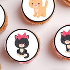 24 Cute Kittens Edible Cupcake Toppers, Stand Up Discs Wafer Cake Decorations Cat Birthday Decorations, Cat Cake Toppers, Edible Birthday Party Cookie Decor, 1.5 inch / 4cm UNCUT