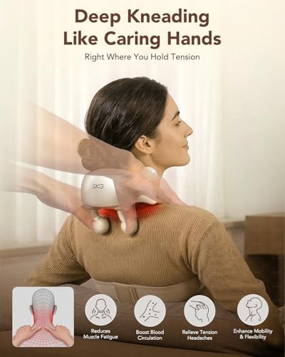 SKG H7 Ultra FSA Eligible Cordless Neck Massager for Pain Relief Deep Tissue, Shiatsu Shoulder Massager with Heat, Massage Tools for Trapezius, Lymphatic Drainage, Relaxation Therapy, HSA Items