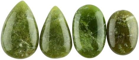 CRYSTALIS Wholesale 4pcs Natural Vessonite OR Vesuvianite Loose Gemstone Bulk Cabochons Jewelry Making Supply, Chakra Healing Polished Stones, Wire Wrapping, DIY, Gem Collection