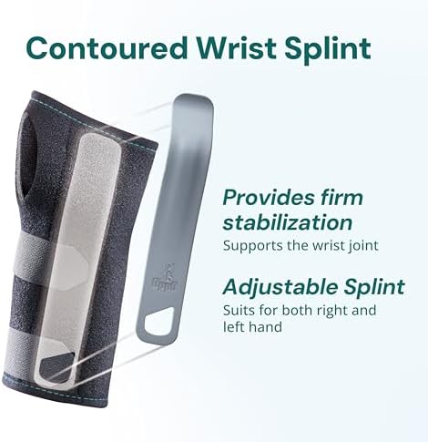 OPPO RH301 Wrist Splint for Carpal Tunnel Syndrome, Arthritis, and Tendonitis - Adjustable for Right and Left Hand (Black, One Size, 1 Pack)