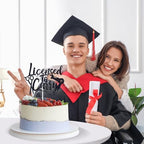 Licensed to Carry Cake Topper, Congrats Barber/Hairdresser, Cosmetology School Graduation Party Decorations Black Glitter