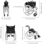 FeatherMobility - Red Lightweight Folding Wheelchair - 13.5 lbs, 18" Seat Width - with Swingaway Legrests, Anti-tippers, and Quick Release Wheels - 300 lbs Capacity