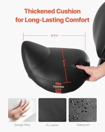 VEVOR Saddle Stool with Back Support and Wheels, 450 LBS Weight Capacity Ergonomic Rolling Stool, Height Adjustable Thickened PU Leather Swivel Saddle Chair for Salon, Spa, Massage, Tattoo, Black