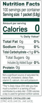 True Lime 100ct (Pack of 1) - Water Enhancer - Bulk Dispenser - 0 Calorie Drink Mix Packets For Water - Sugar Free Lime Flavoring Powder Packets