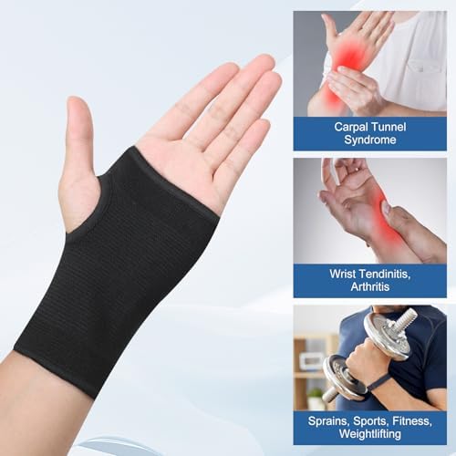 Palm Brace Wrist Compression Sleeves, Everyday Use Wrist Brace, Compression Carpal Tunnel for Wrist Pain Relief, Fitness Gloves, Sports compression Glove, Wrist guard for Men and Women (Black Large)