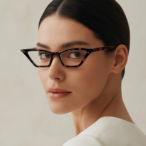 2SeeLife Premium Cat Eye Reading Glasses for Women – Narrow-Medium Fit, Sturdy Frame, Spring Hinges, Stylish Funky Readers, Brown Tortoise, +0.75