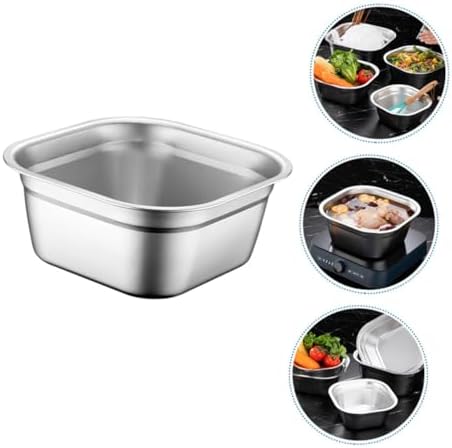 Stainless Steel Vegetable Washing Basin Deep Bowl for Food Prep Mixing Serving Metal Mixing Bowl - Flat Bottom for Kitchen Use Housewarming
