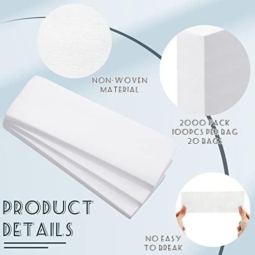 Tudomro 2000 Pcs Large Non-Woven Body Strips for Epilating and Waxing - 2.8 x 7.9 Inch Wax Paper for Women and Men, Arms, Legs, Armpit Hair Removal, White