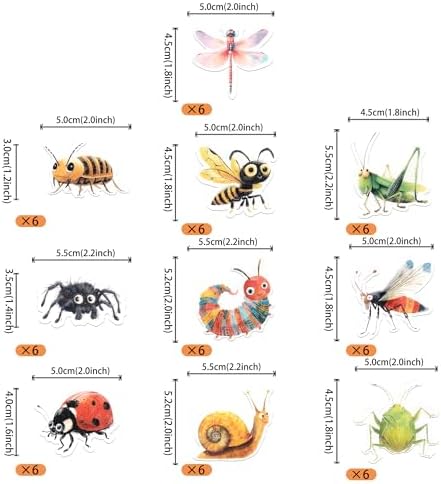 60 PCS Edible Insect Cupcake Toppers Ladybugs Spiders Snail Grasshoppers Dragonfly Caterpillar Bee Cupcake Picks Edible Insects Party Decorations Insects Theme Baby Shower Birthday Party Supplies