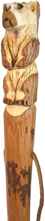 Walking Stick, Custom Height up to 60" Hand Carved Bear Hiking Staff, Handmade in USA