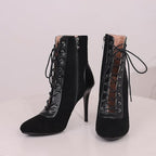 Women's Stiletto Ankle Boots Pointed Toe Lace Up High Heel Short Booties Evening Wedding Party Jeans Dress Heeded Dance Shoes