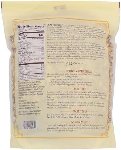 Bob's Red Mill Old Country Style Muesli, 40oz (Pack of 1) - Non GMO, Whole Grain, Vegan, Kosher