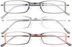 Eyekepper 3-Pack Stainless Steel Frame Half-Eye Style Reading Glasses Readers +1.5