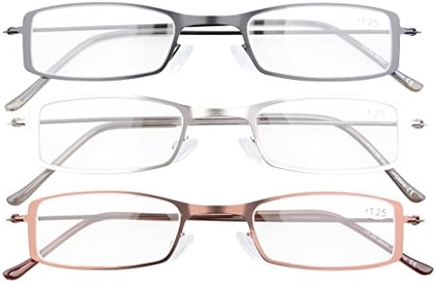 Eyekepper 3 Pcs Mix Unique Lightweight Stainless Steel Frame Reading Glasses for Men and Women 2.50