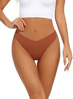 tichers Seamless Thongs for Women No Show Thong V-waisted Stretch Breathable Sexy Panties Underwear 6 Pack