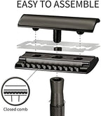 Bambaw Double Edge Safety Razor with 5 Safety Razor Blades, Single Blade Razor for Men with Razor Stand, Double Edge Razor, Safety Razors for Men - Black