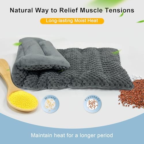 Microwave Heating Pad 16x7in Microwavable Heat Pack for Muscle Pain Relief Moist Rice Clay Bean Bag Pack Heat Therapy for Shoulders, Lower Back, Abdomen Cramps Hot Cold Compress Reusable 1.8LBS