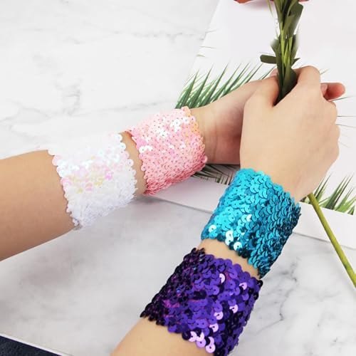 Stylish Stretchy Elastic Party Costume Cuffs Sparkly Blingbling Sequin Arm Sleeves