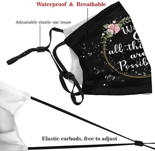 Christian Jesus Face Mask with 2 Filters Adjustable Breathable Balaclavas for Men Women Teenages
