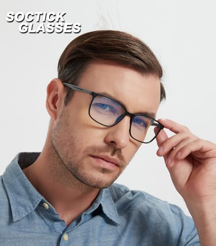 Reading Glasses for Men,3 Pack Blue Light Blocking Readers for men with Comfort Spring Hinge,Large Wide Square Frame Readers,Stylish Computer Eyeglasses(+1.0)
