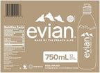 evian Natural Spring Water, 750 ml (25.36 fluid ounce) Water Bottle with Sports Cap, 12 Pack