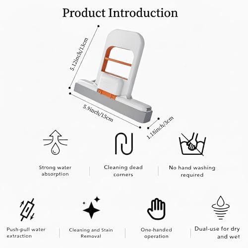 Mini Foldable Desktop Mop – Portable Self-Squeeze Sponge Cleaning Tool with Self Wringing Design, Collapsible Handheld Mop with Refill Sponges for Kitchen Counter, Bathroom & Small Spaces, Car Use