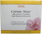 Gigi Crème Wax Microwave Kit for Hair Removal - Complete At-Home Waxing Kit for Face & Body with Strips & Applicators